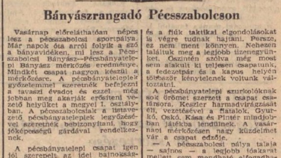 A Baranya vármegyei I. osztályú labdarúgás bemutatása - 1956