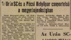 A Baranya vármegyei I. osztályú labdarúgás bemutatása - 1963 ősz Nyugati csoport
