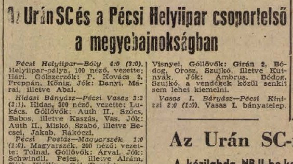 A Baranya vármegyei I. osztályú labdarúgás bemutatása - 1963 ősz Nyugati csoport