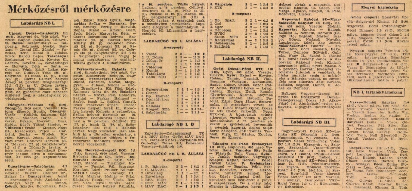 A Baranya vármegyei I. osztályú labdarúgás bemutatása - 1970-es évad, Nyugati csoport 