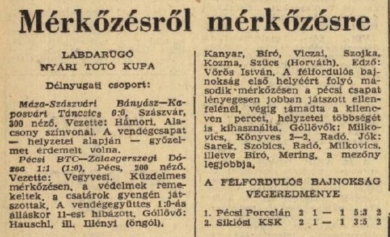 A Baranya vármegyei I. osztályú labdarúgás bemutatása - 1970-es évad, Keleti csoport