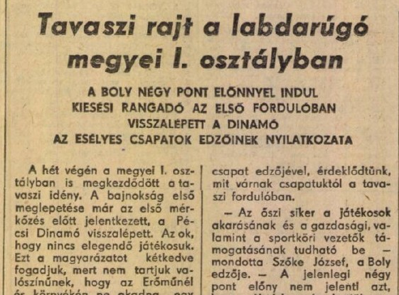 A Baranya vármegyei I. osztályú labdarúgás bemutatása - 1971-1972-es évad